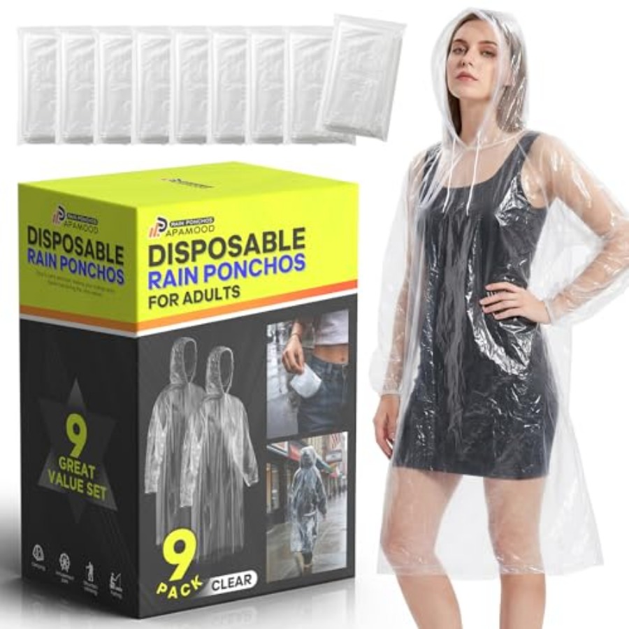 Emergency Poncho Rain - Ponchos de Chuva Descartáveis, Pacote Familiar